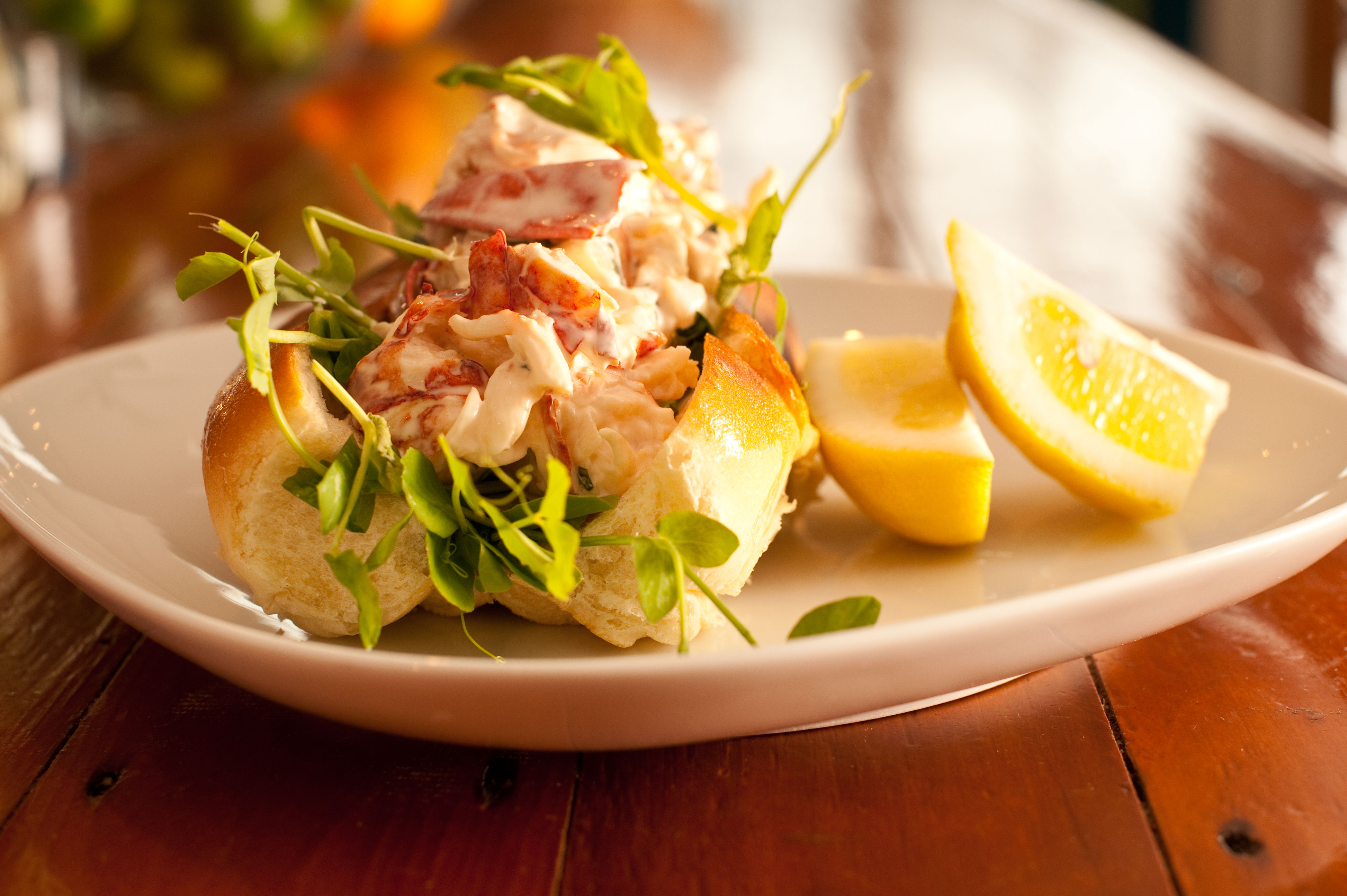 A lobster roll - a speciality of the area A lobster roll - a speciality of the area