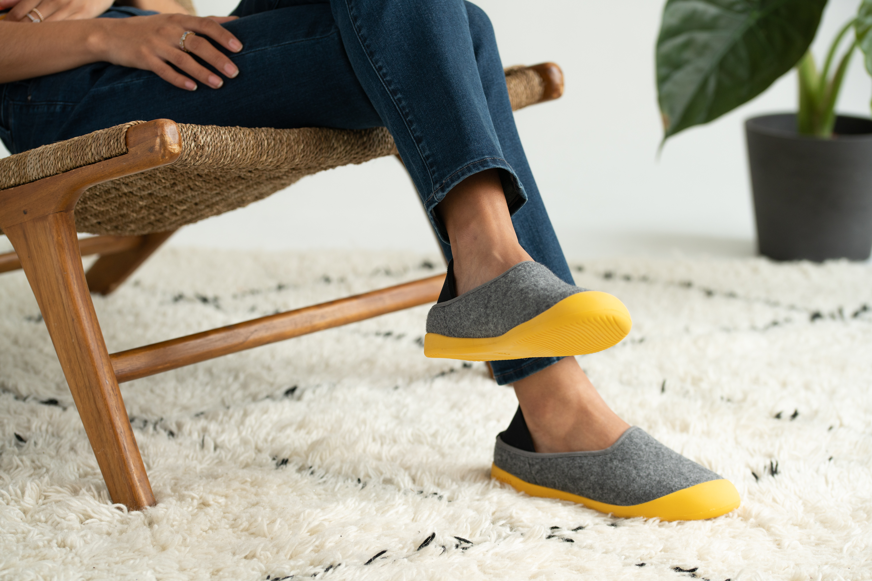 Mahabis luxury slippers with yellow soles