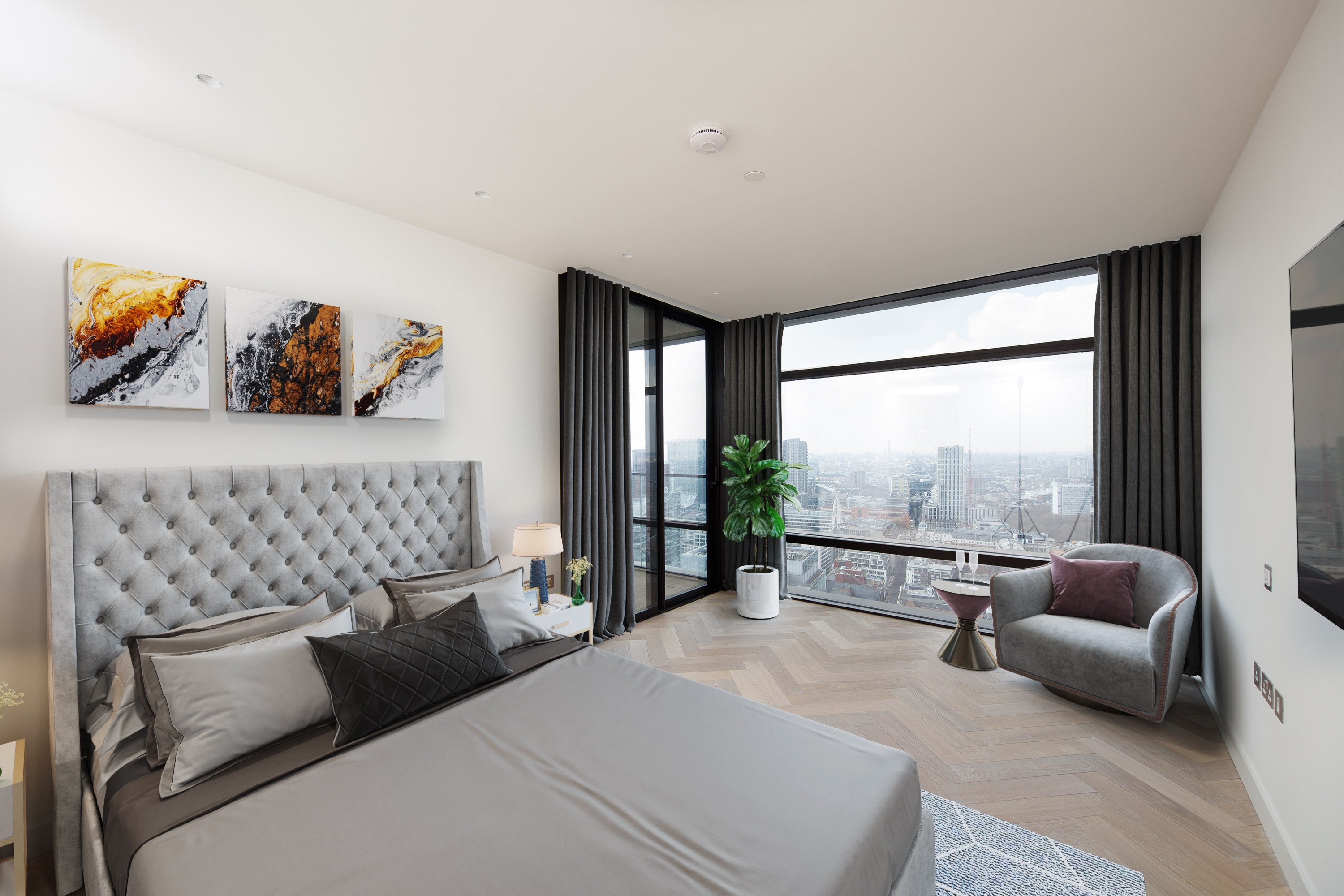 Bedroom of a property for sale in Principal Tower, Shoreditch London