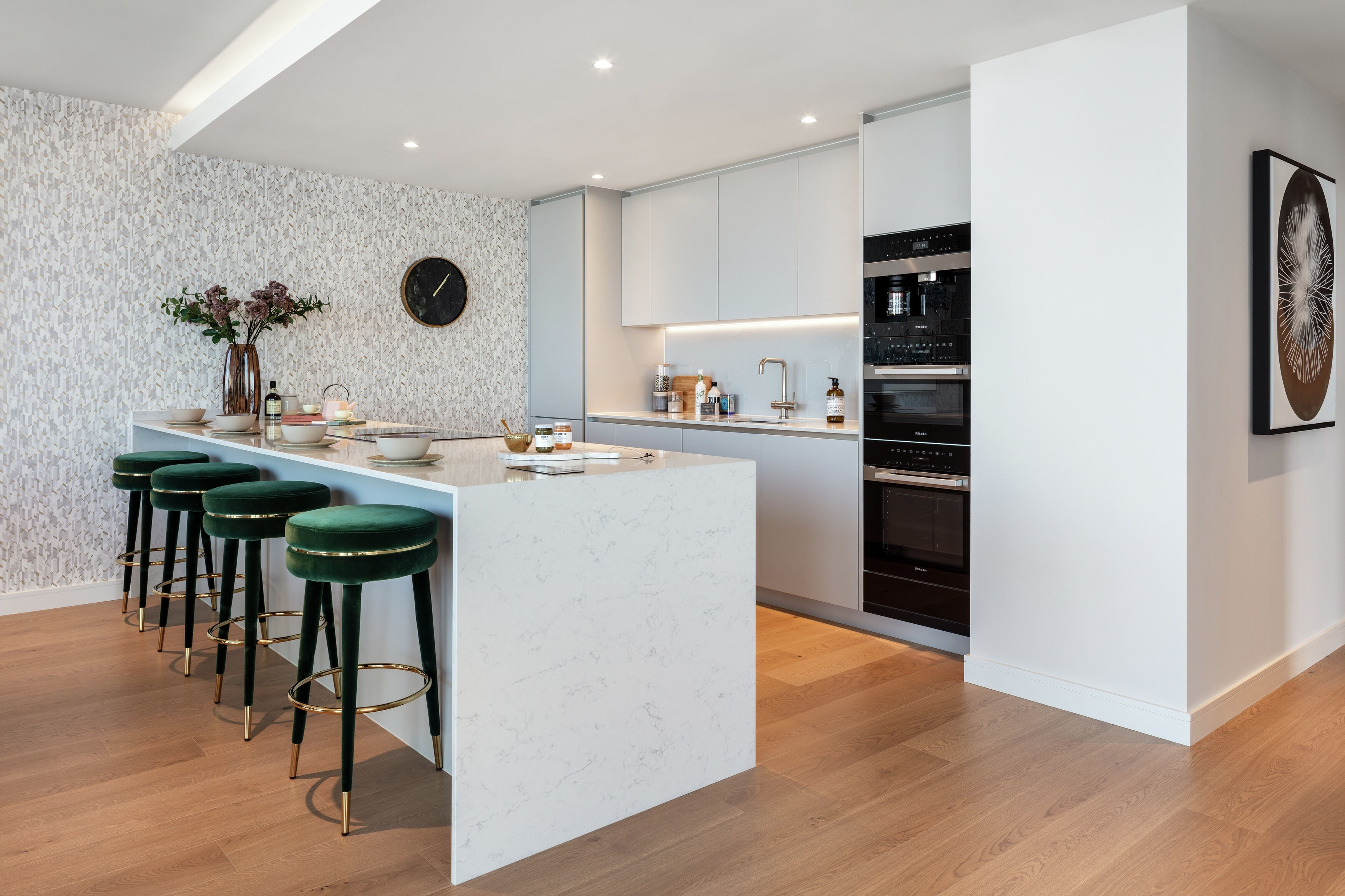 Executive Collection show home kitchen at Valiant Tower