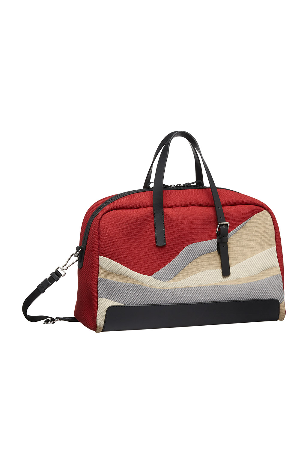 Giorgio Armani Leather & Jacquard Knit Duffle Bag