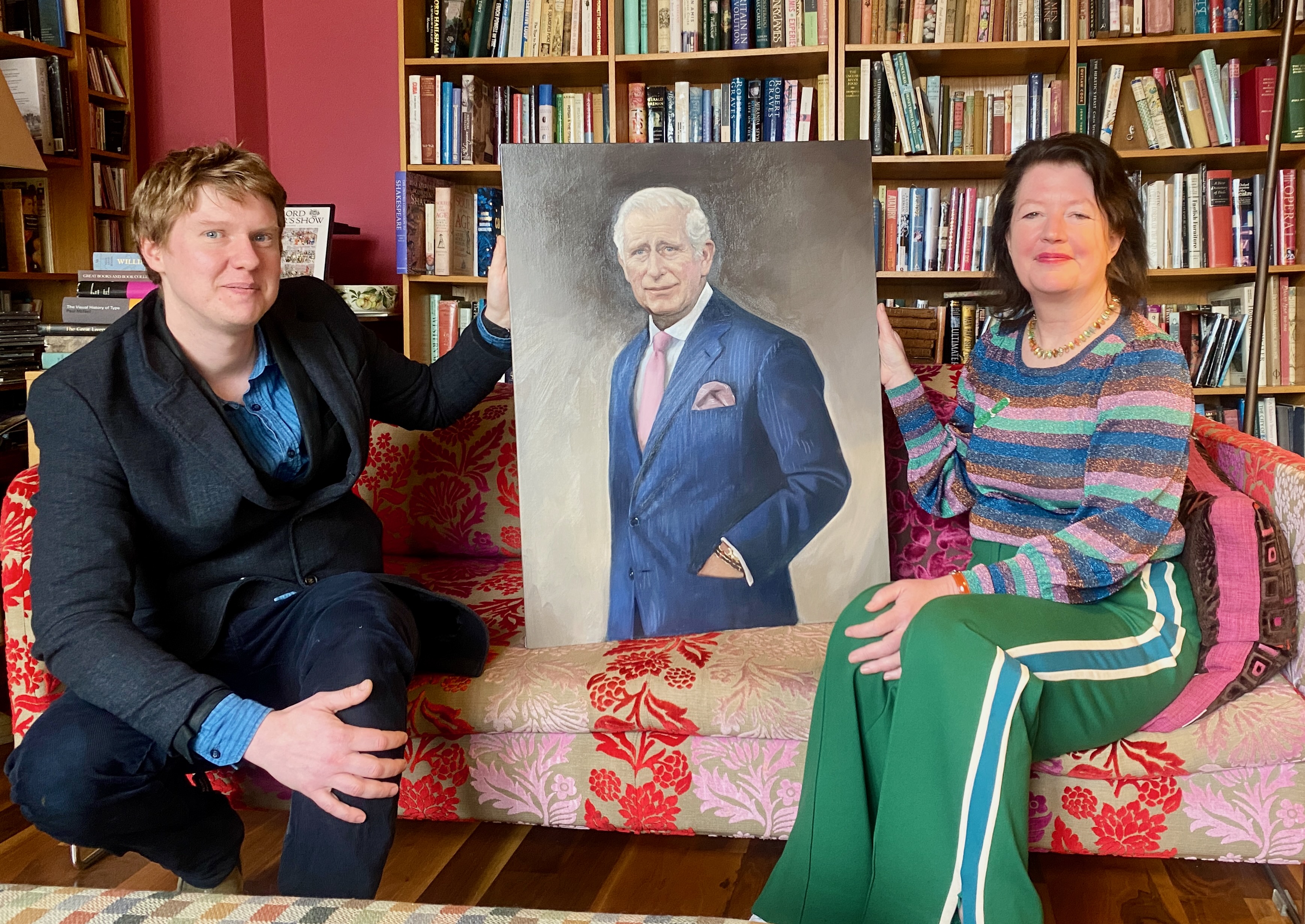 Artist Alastair Barford with ILN CEO Lisa Barnard on day portrait completed