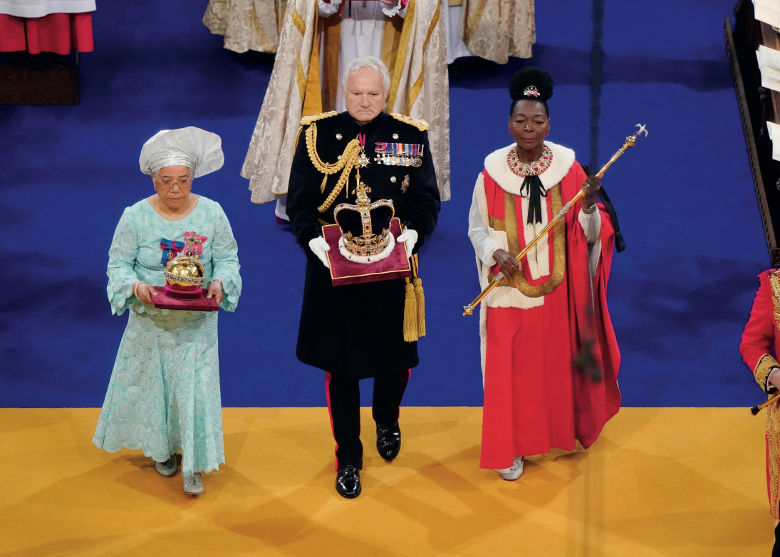 Coronation review Baroness Floella Benjamin carries the Sceptre with the Dove