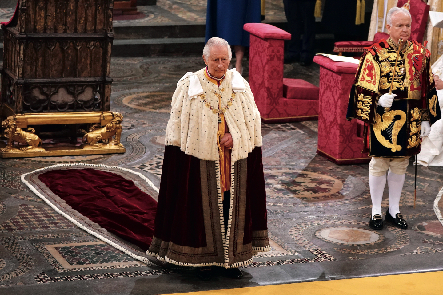 King Charles III in ceremonial robes