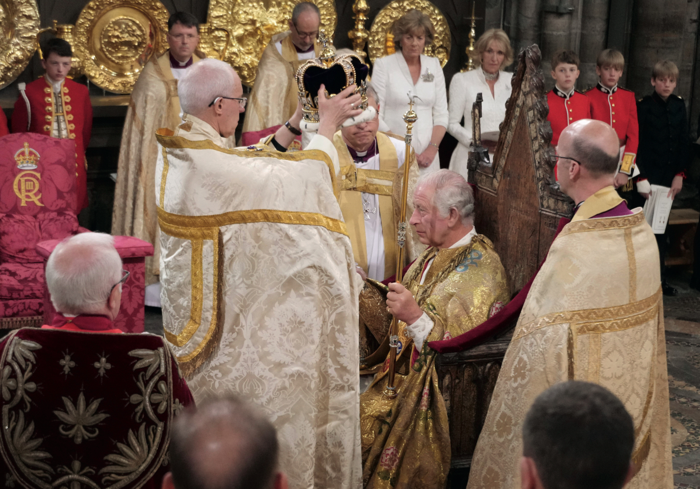 King Charles III is crowned by Archbishop Justin Welby
