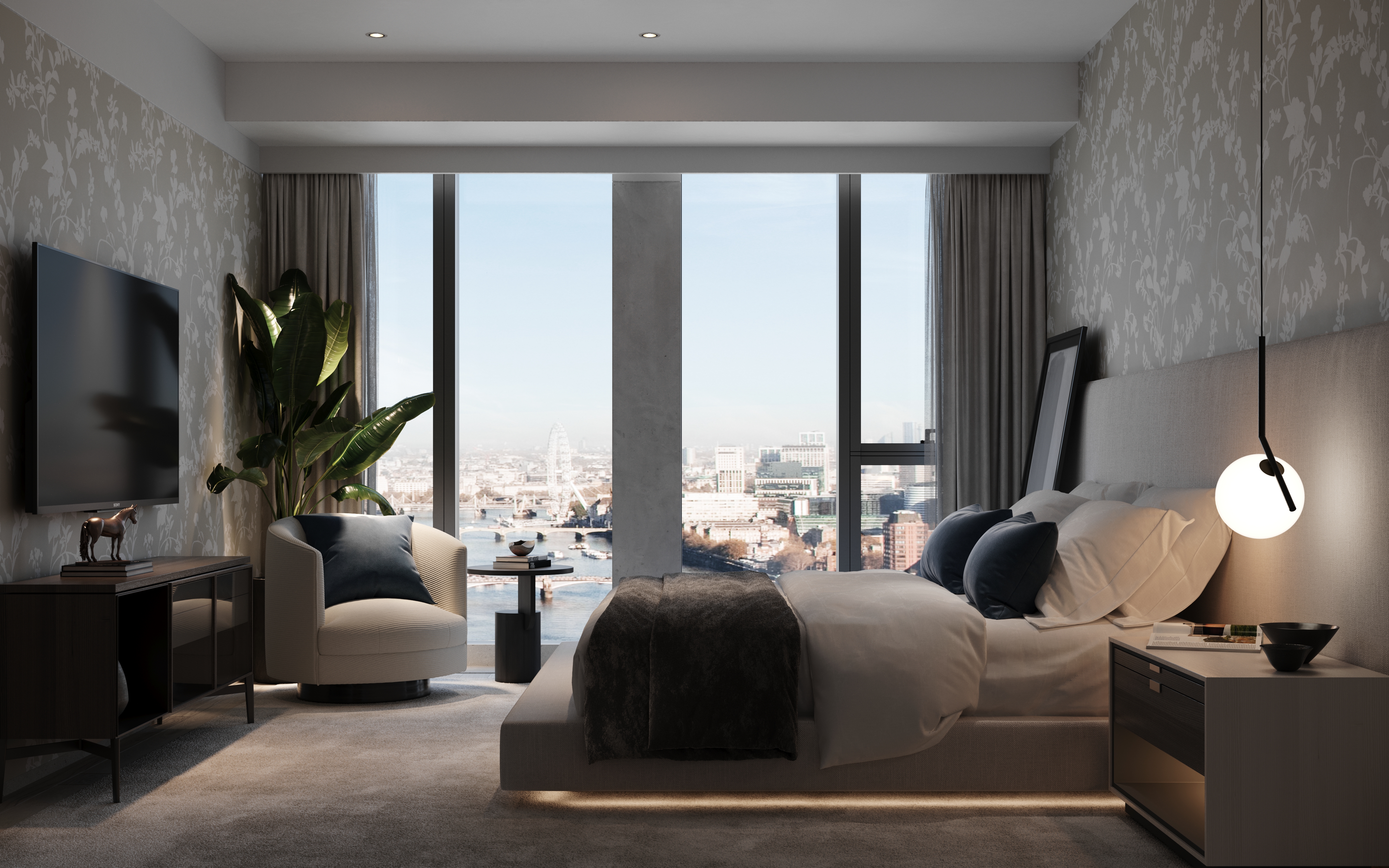Interior design at Park Hyatt Riverside Luxury Apartments in London Nine Elms