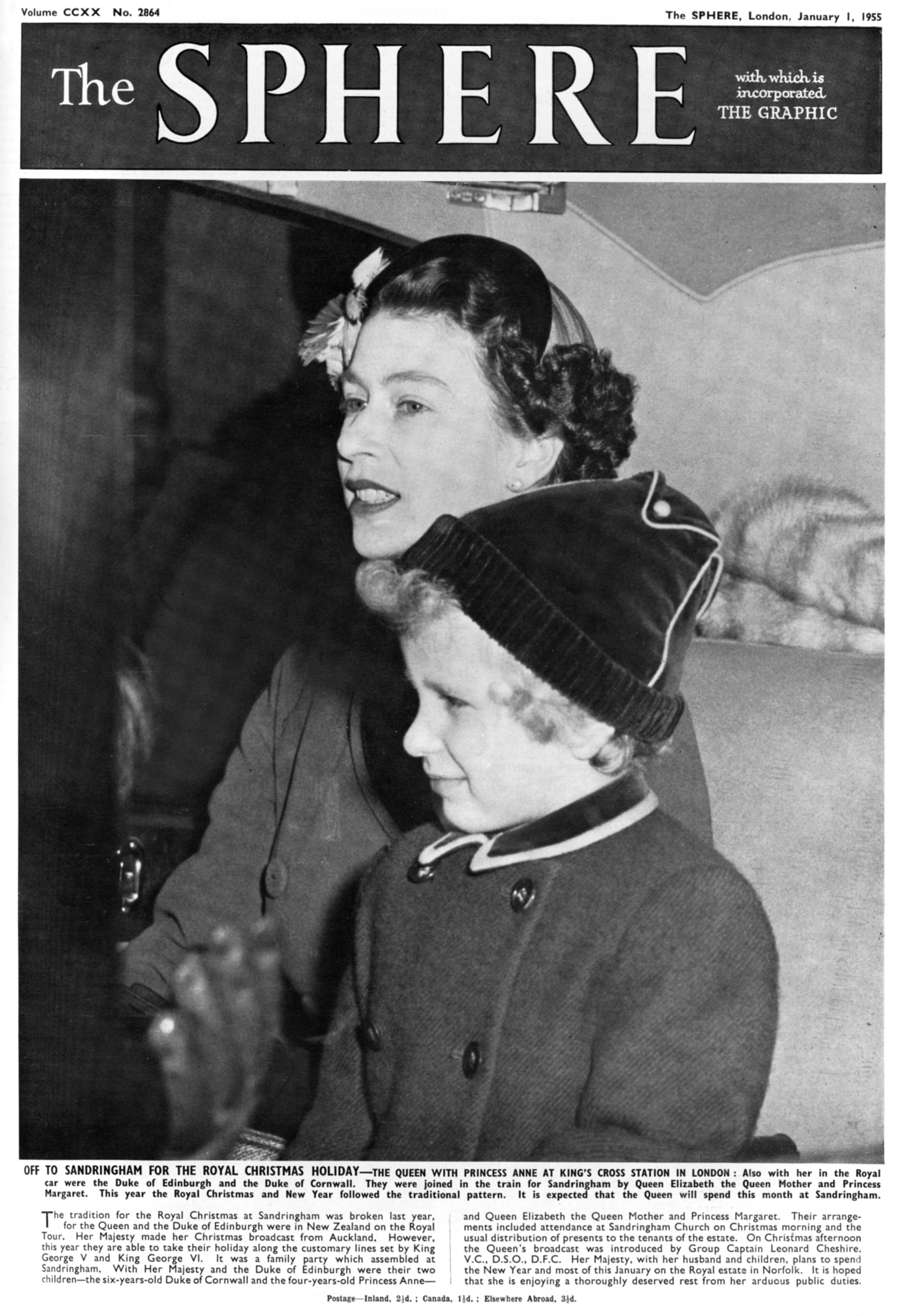 First Anniversary The Queen’s Death - The Queen with Princess Anne at Kings Cross Station leaving for Sandringham in 1955
