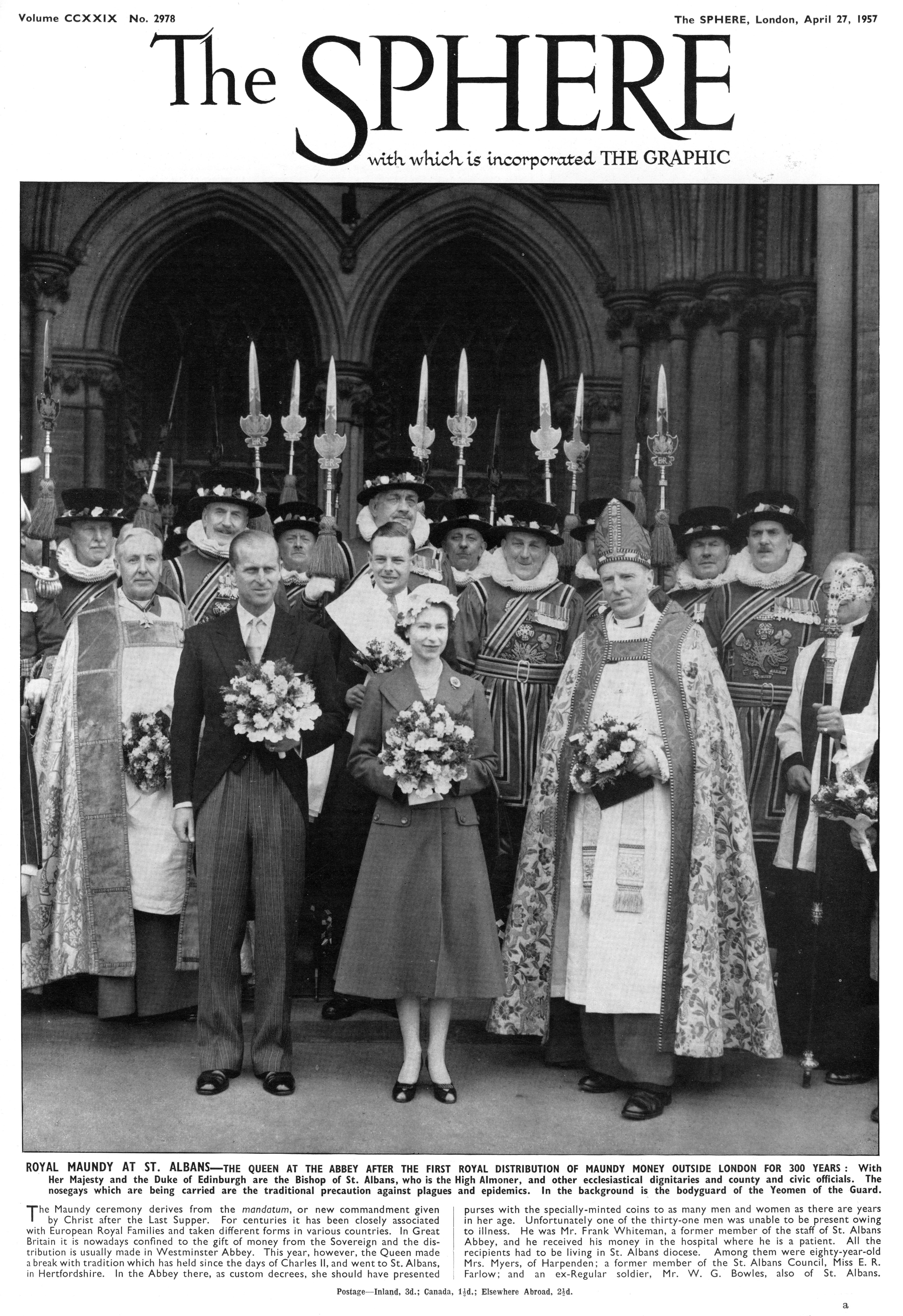 First Anniversary The Queen’s Death - The Queen at the abbey after the royal distribution of maundy money in 1957