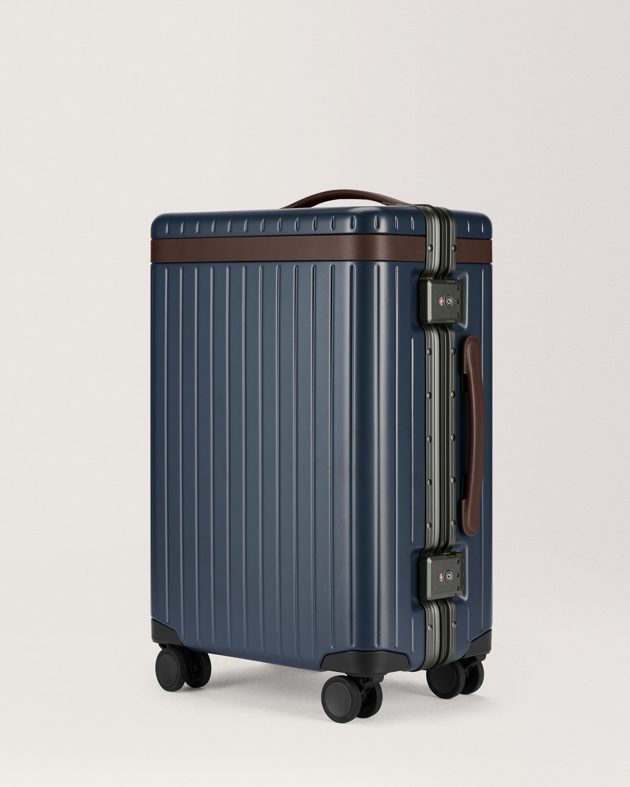 Hackett Luxury Suitcases Carl Friedrik - Hackett London's luxury navy 'Check-In' travel bag with Carl Friedrik featuring an aluminum frame and 360 wheels