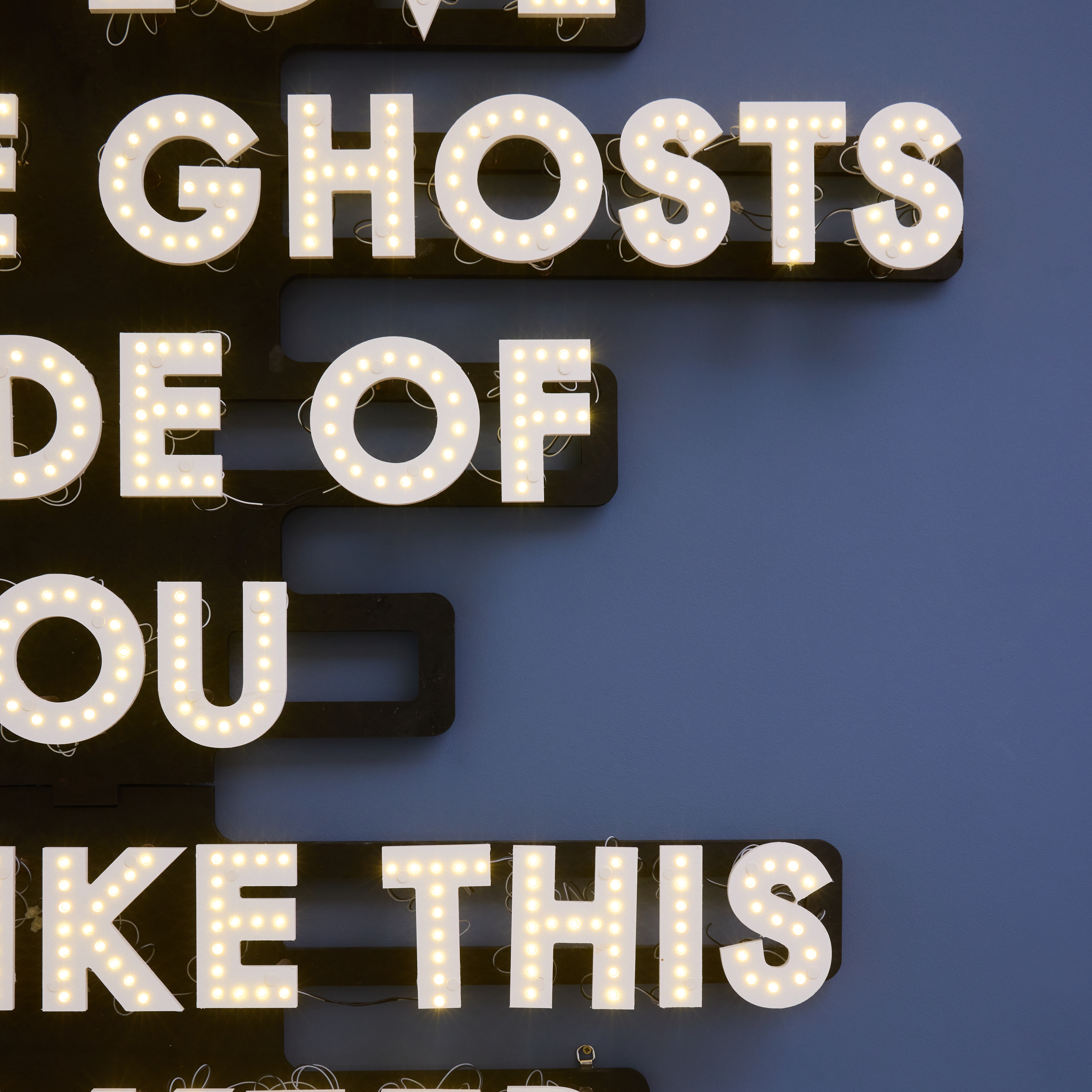 Robert Montgomery Halcyon Gallery - word installation close up