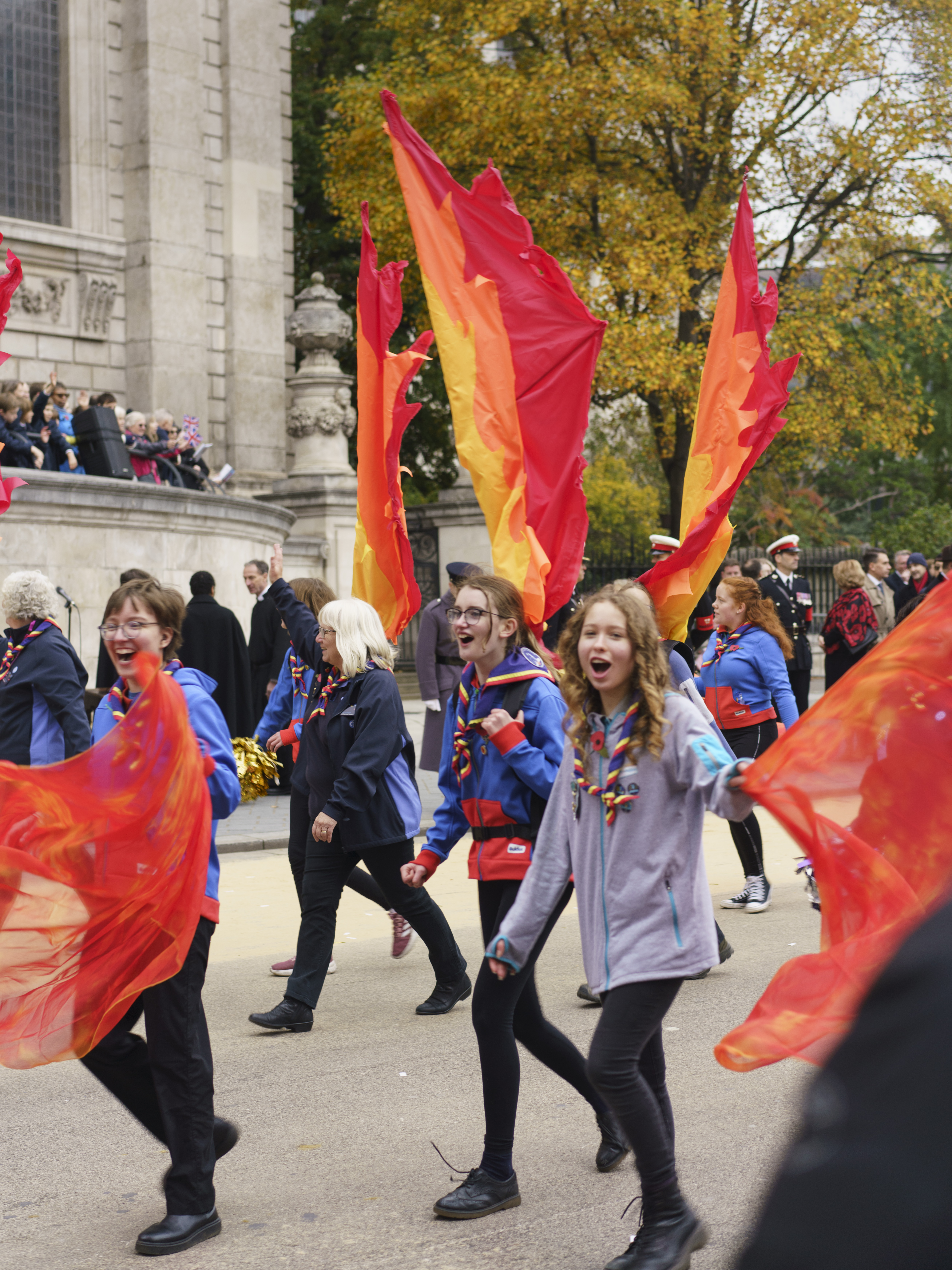 Lord Mayor's Show 2024 - children waving fire flags