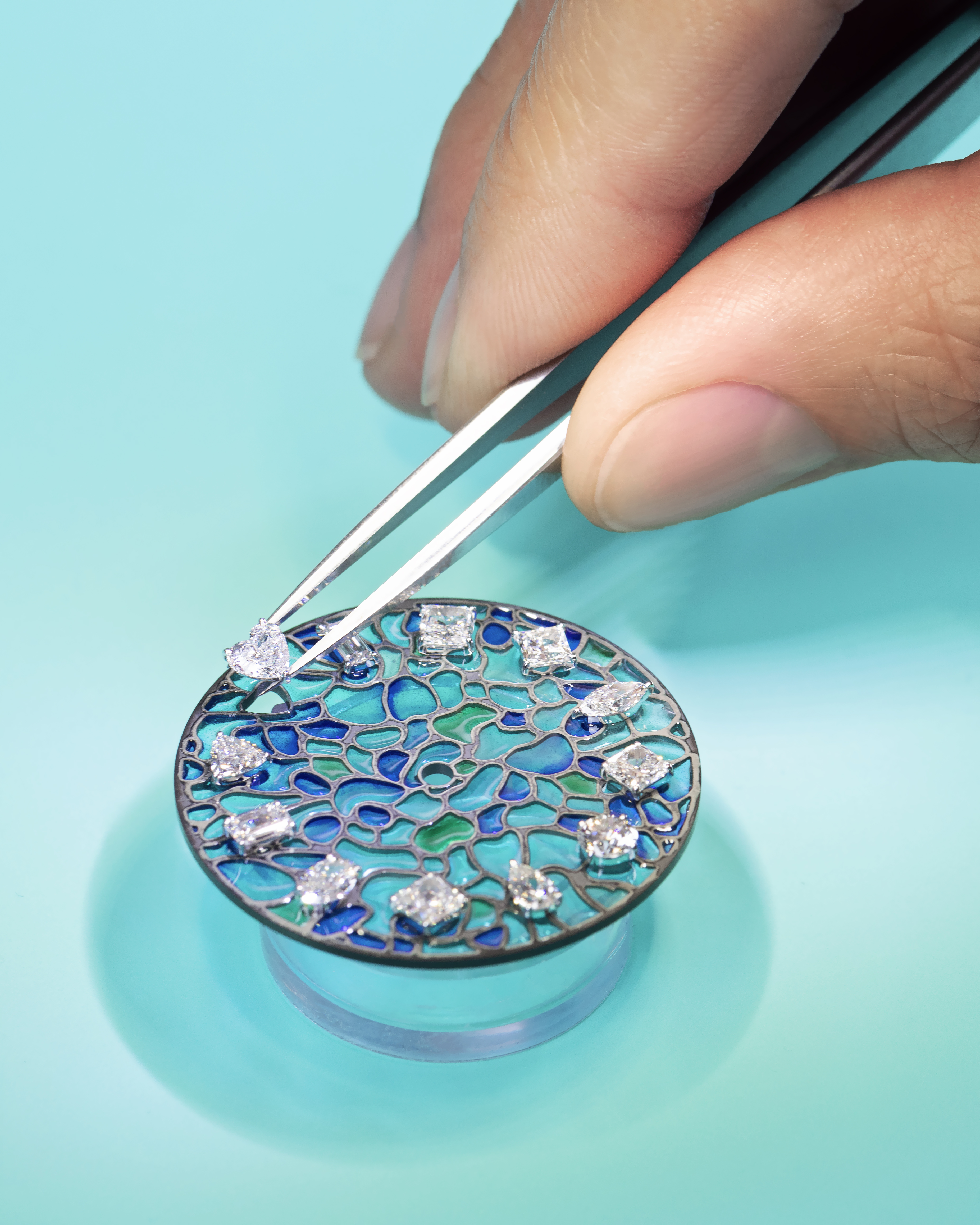 LVMH Watch Week - the enamelling process of the Tiffany Wisteria watch