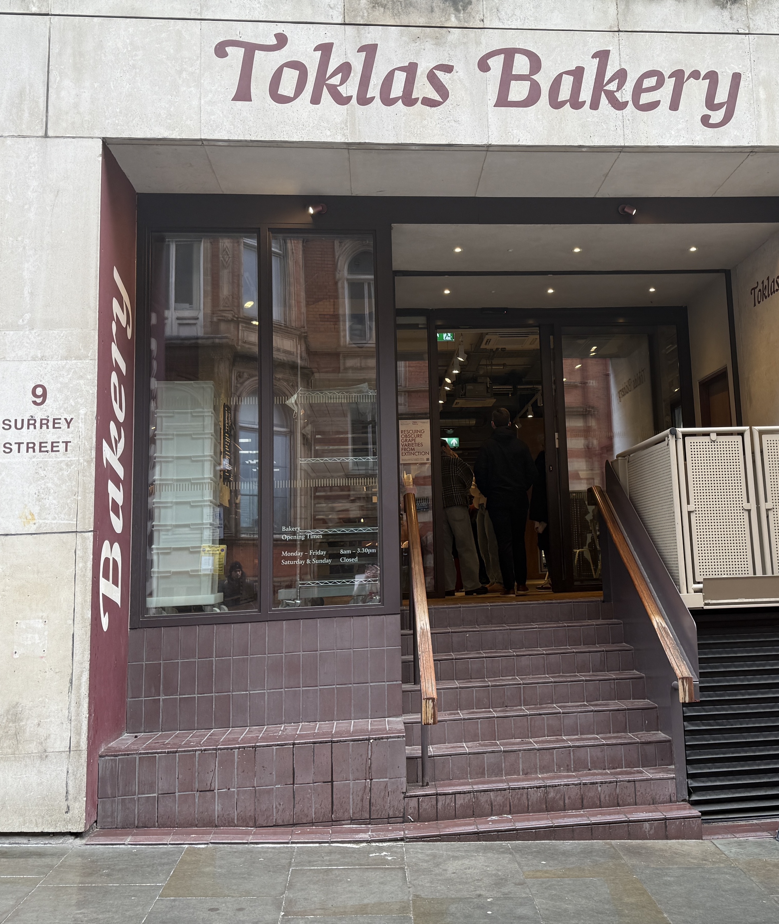 london artisanal bakeries - the shop front of Toklas bakery