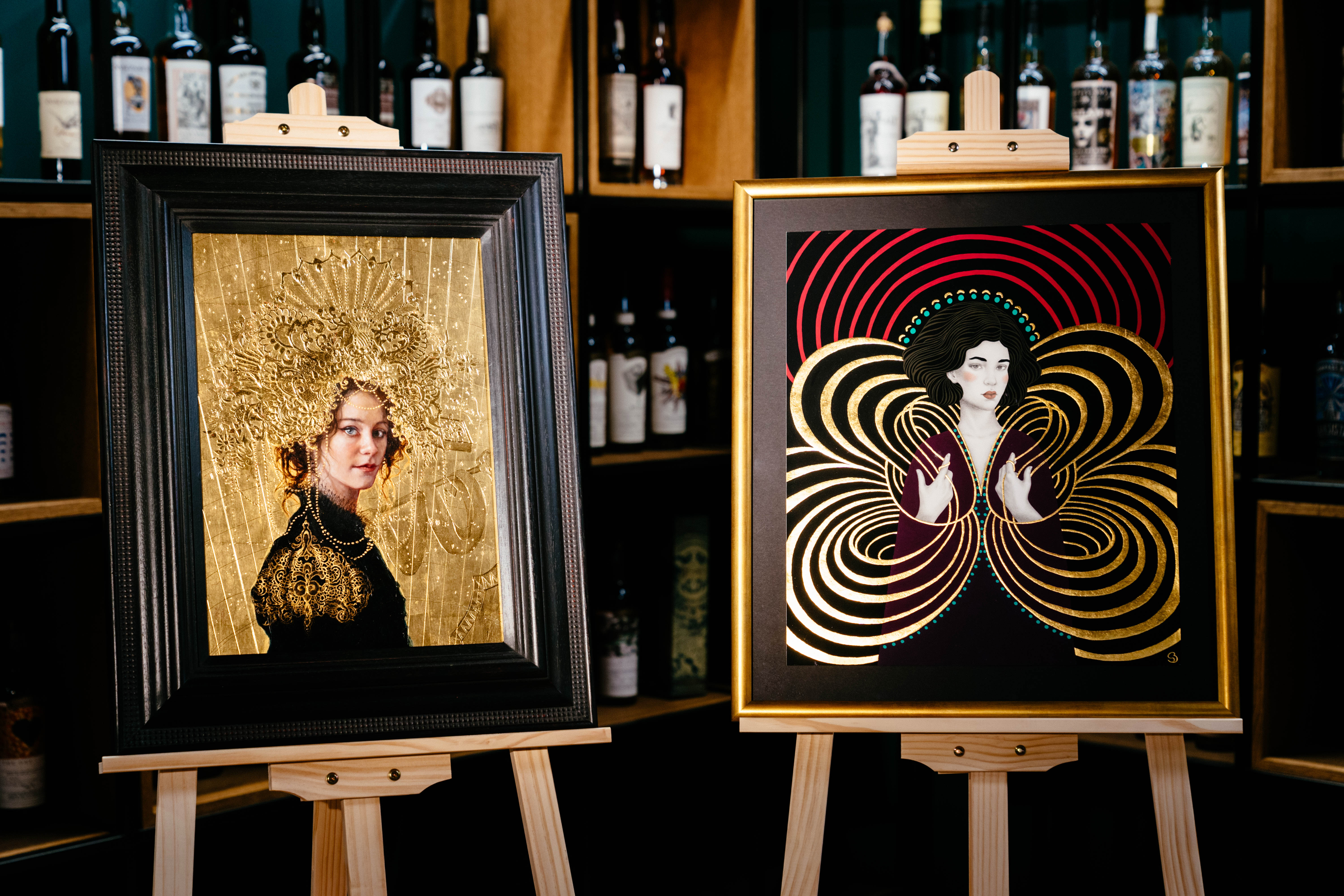 Compass Box Hedonism 2025 - two painting of the Hedonsim woman side by side