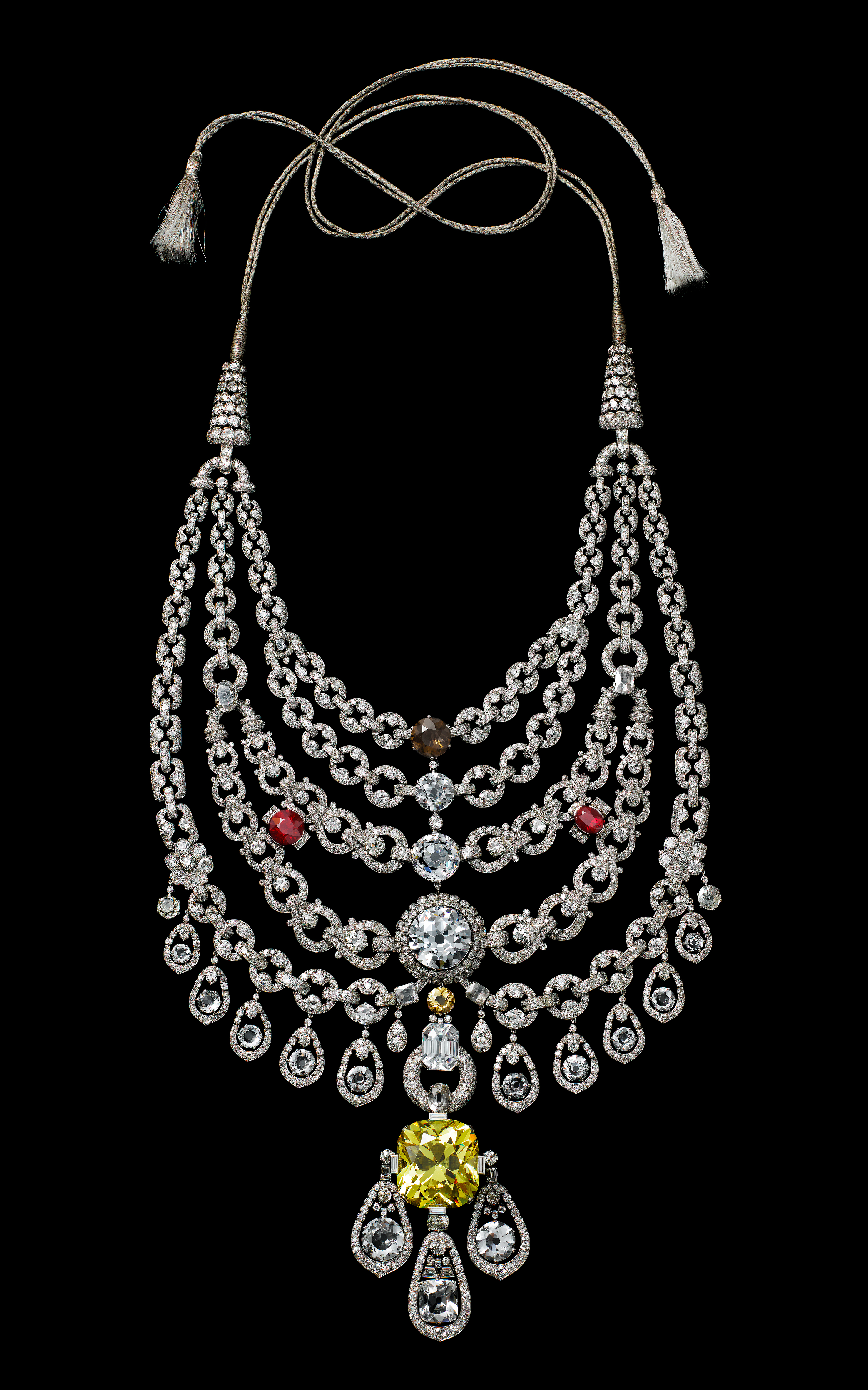 Cartier V A - a layered necklace with colourful gemstones