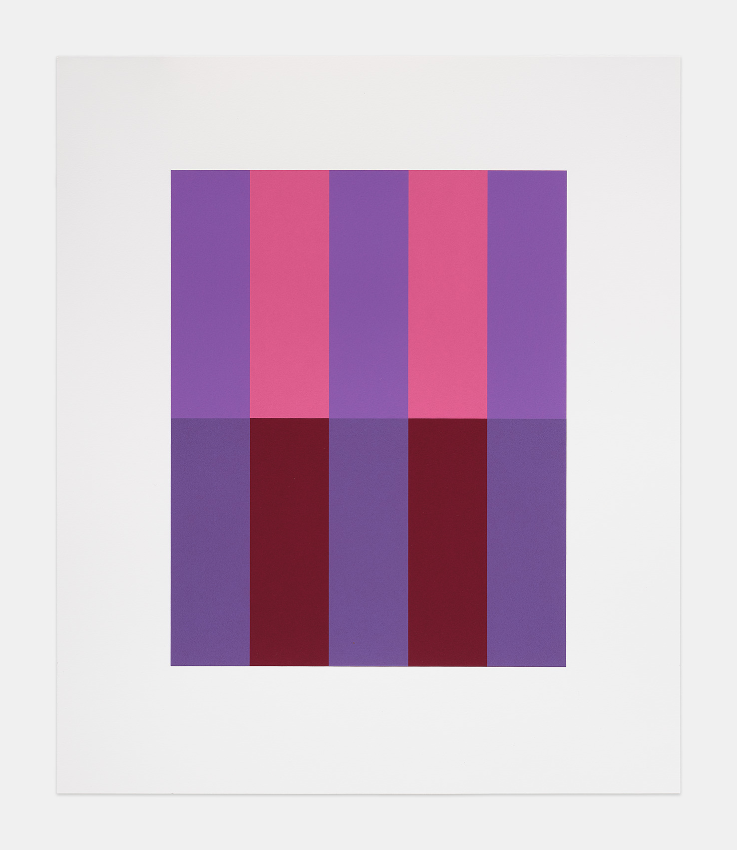 Terrence Higgins Trust Auction 2025 - Print 98 by Rana Begum, a minimalist pink geometric artwork in shades of purple, pink, and red on a white background. 