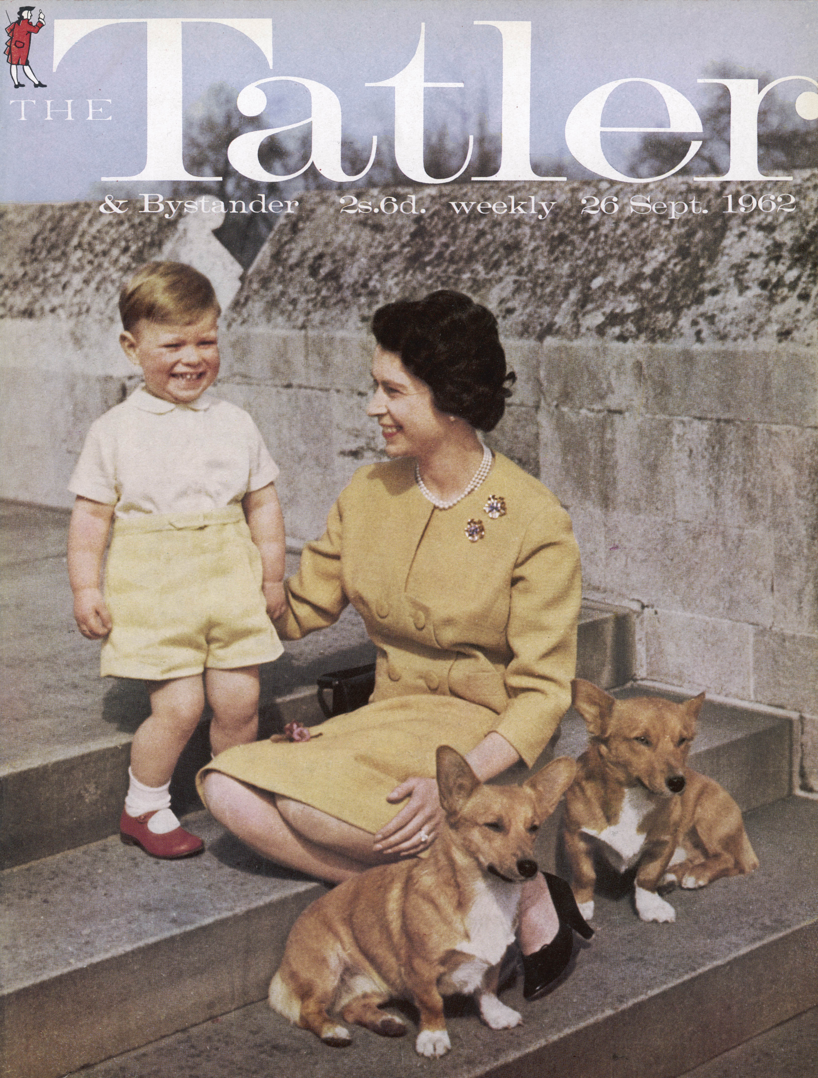 ©ILN/Mary Evans A Tatler cover featuring Queen Elizabeth II and her corgis, as featured in the Illustrated Royalty in Britain Spring Edition.