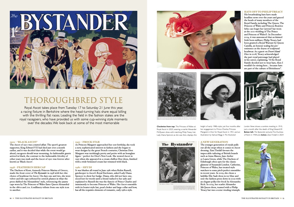 A double page about Royal Ascot, featured in the Illustrated Royalty in Britain Spring Edition.