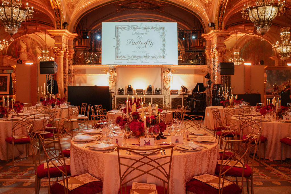 The glamorous ballroom setting of a previous Butterfly Ball.