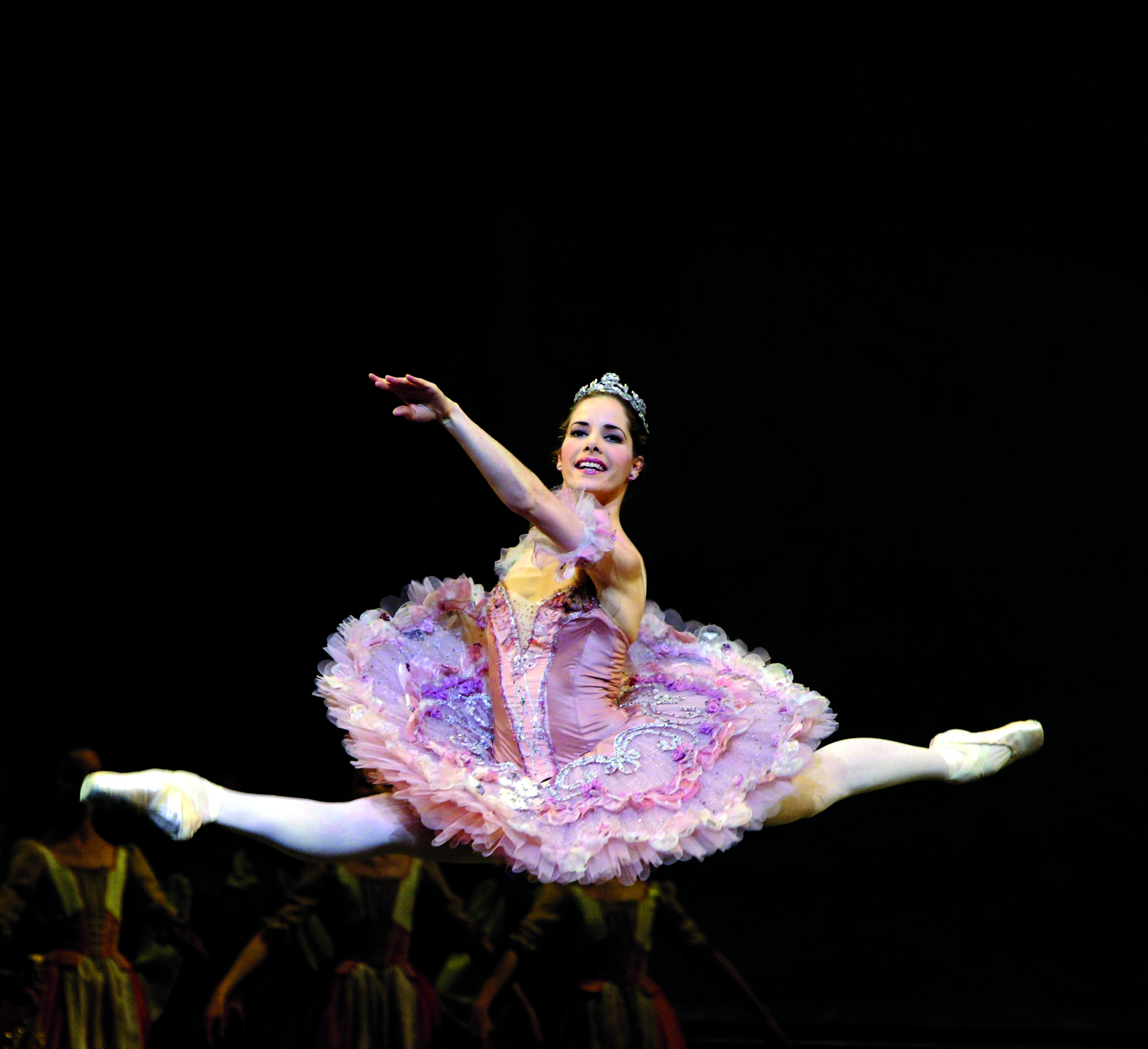 Interview with Darcey Bussell - Bussell mid split leap in Sleeping Beauty.
