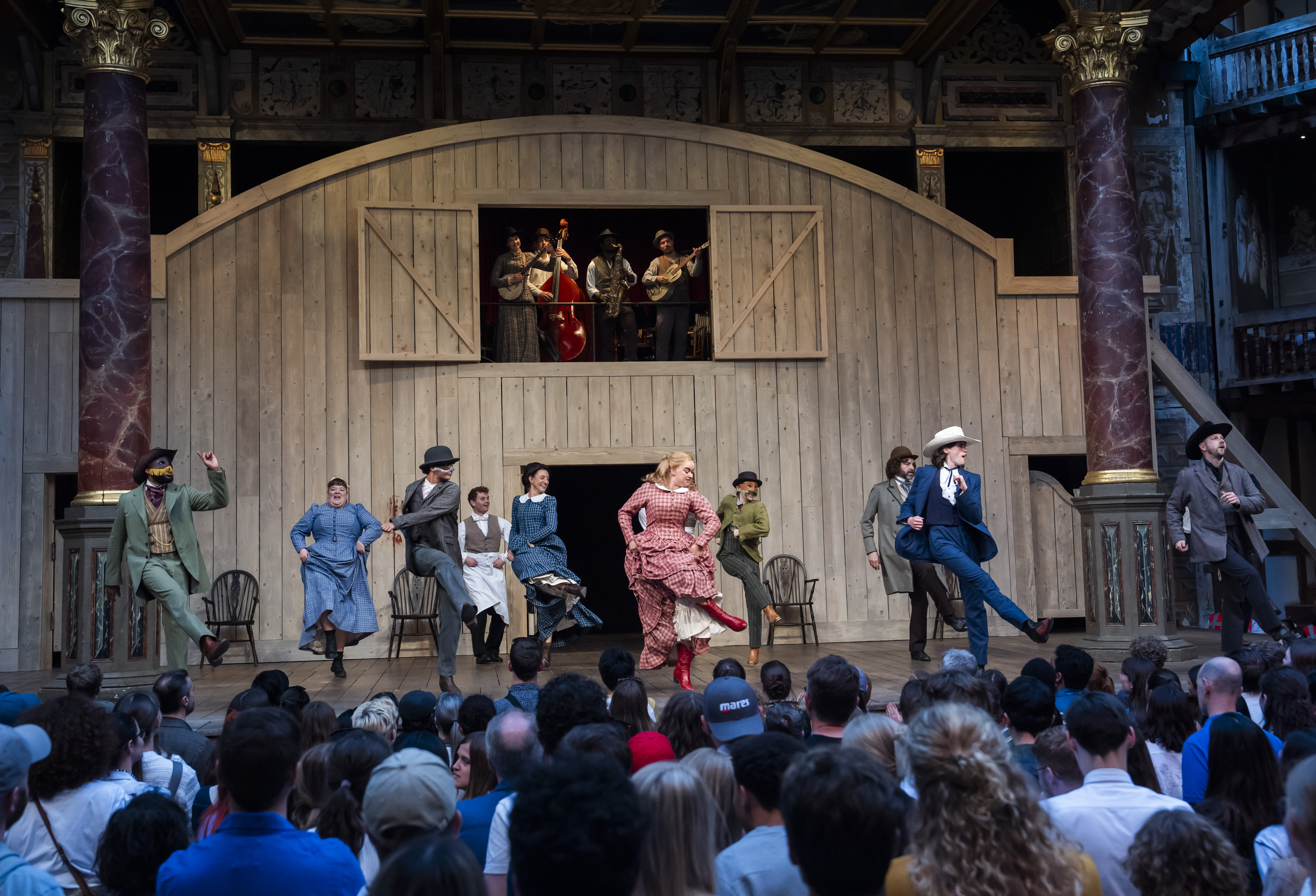 Cast of Romeo and Juliet at the Globe dancing at The Globe