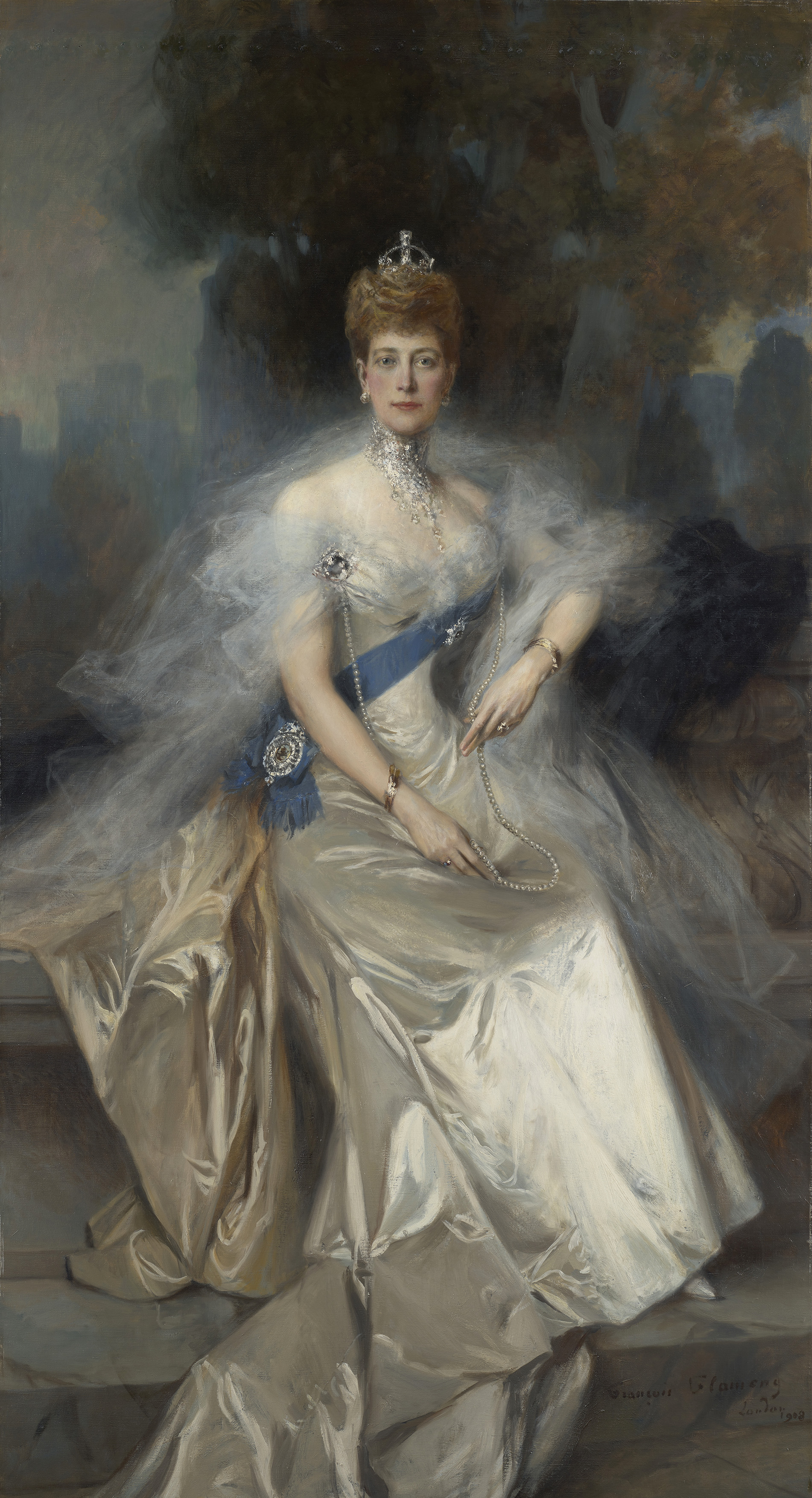 François Flameng's portrait of Queen Alexandra as shown at The Edwardians at the King's Gallery