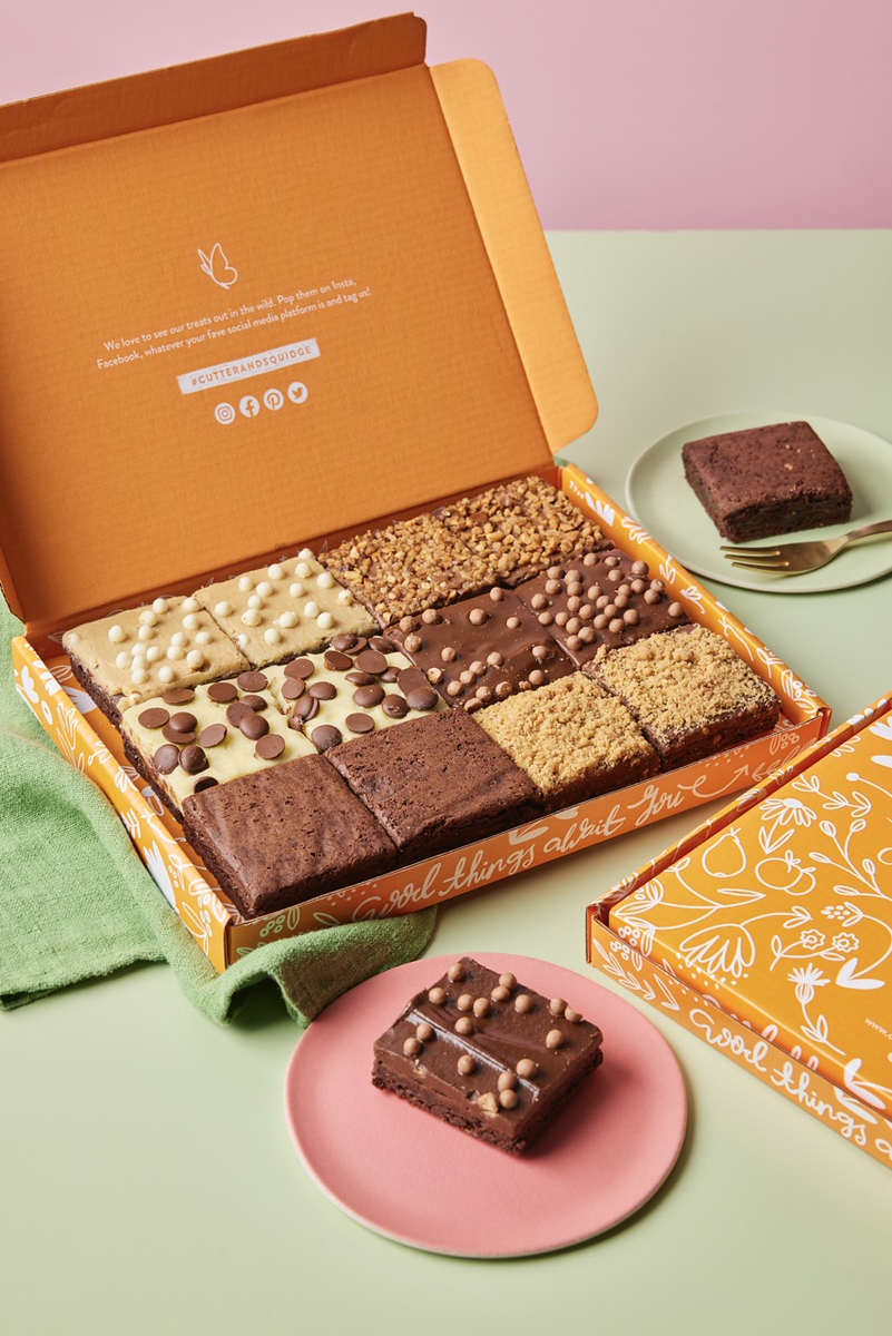A mixed brownie box from Cutter & Squidge for your Luxury London picnic.
