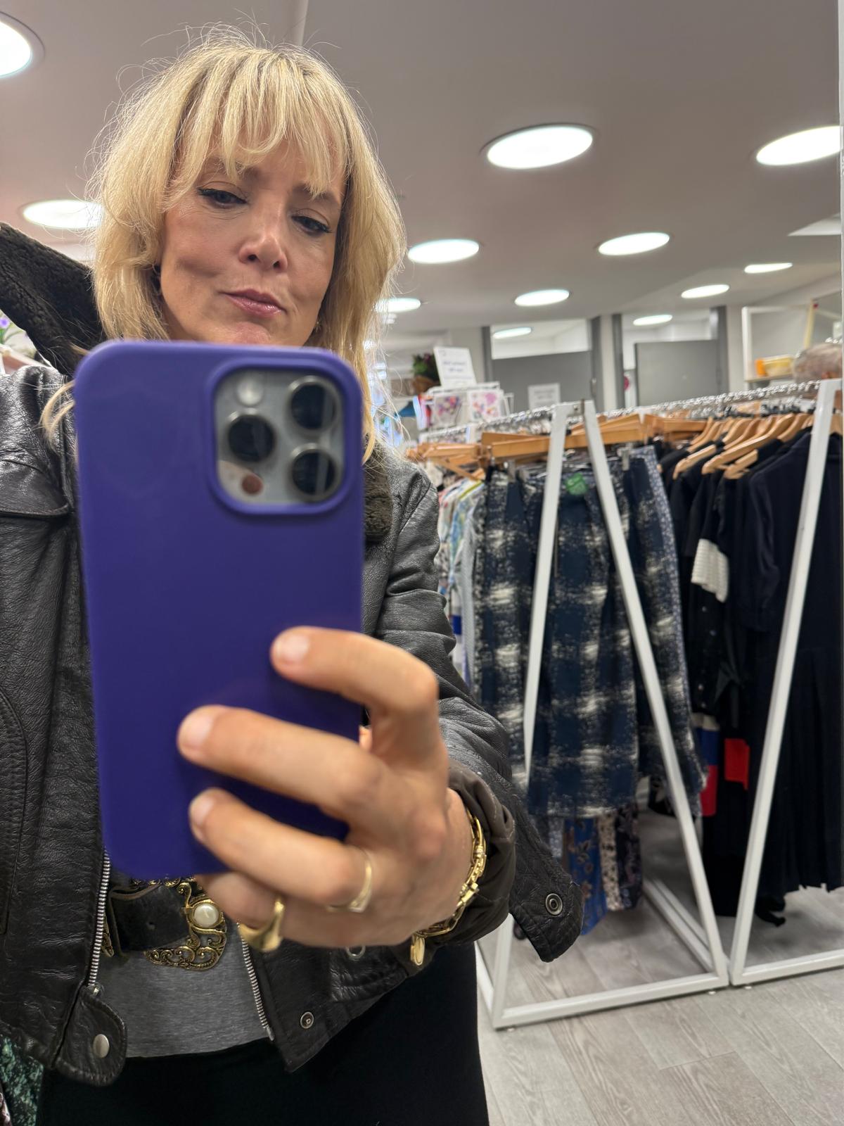 Bay Garnett charity shopping. 