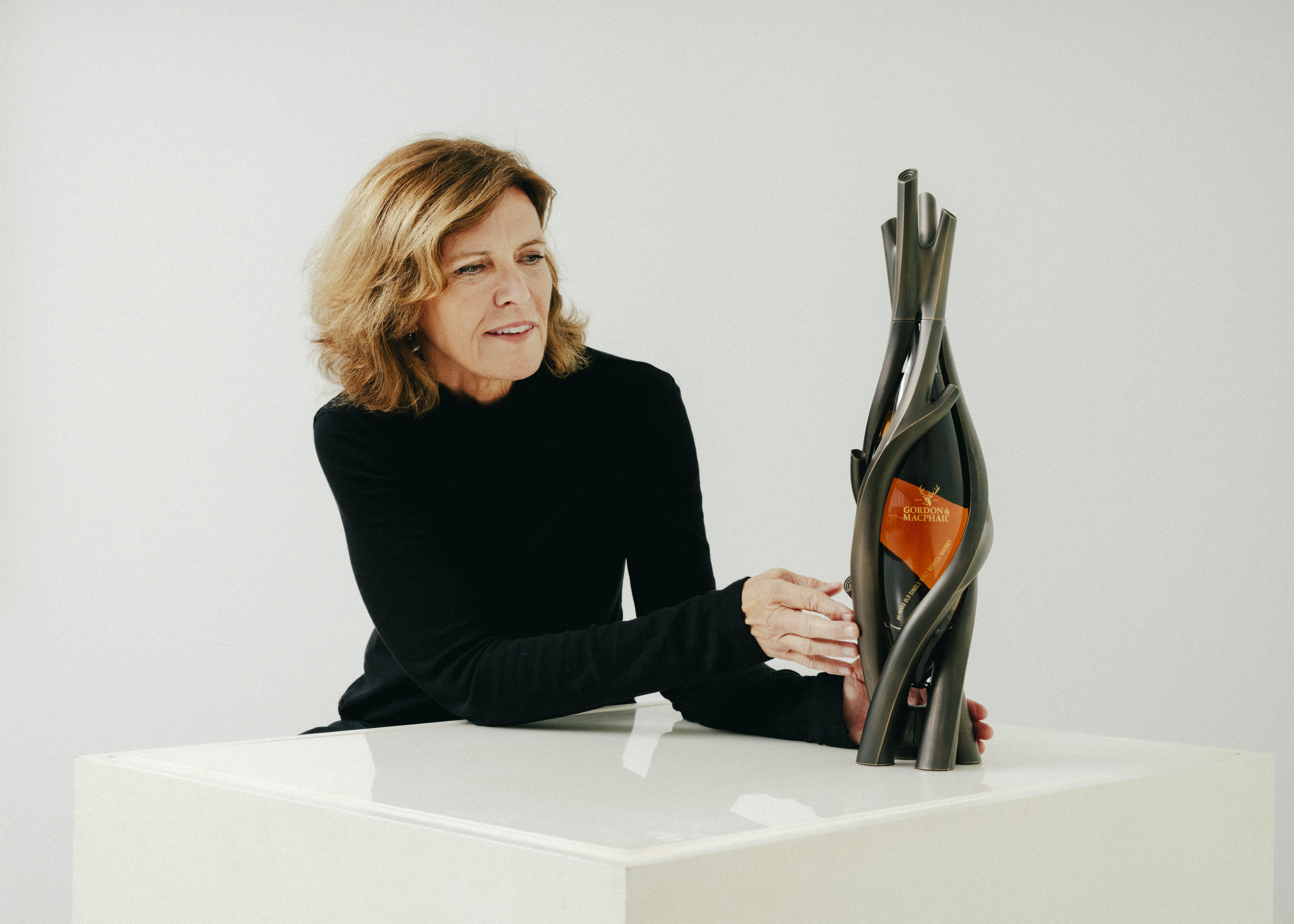 Jeanne Gang with Gordon & MacPhail's 85-year-old Decanter #1 whisky which Christie's is going to Auction..