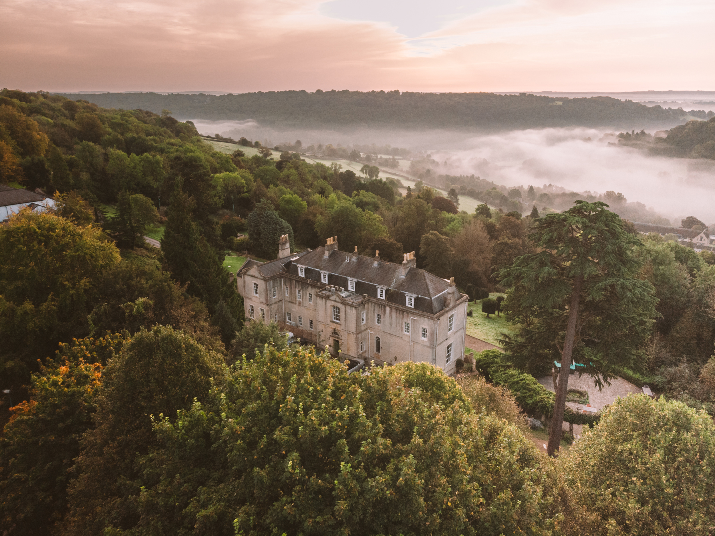 The grounds of Combe Grove, longevity wellness treatments