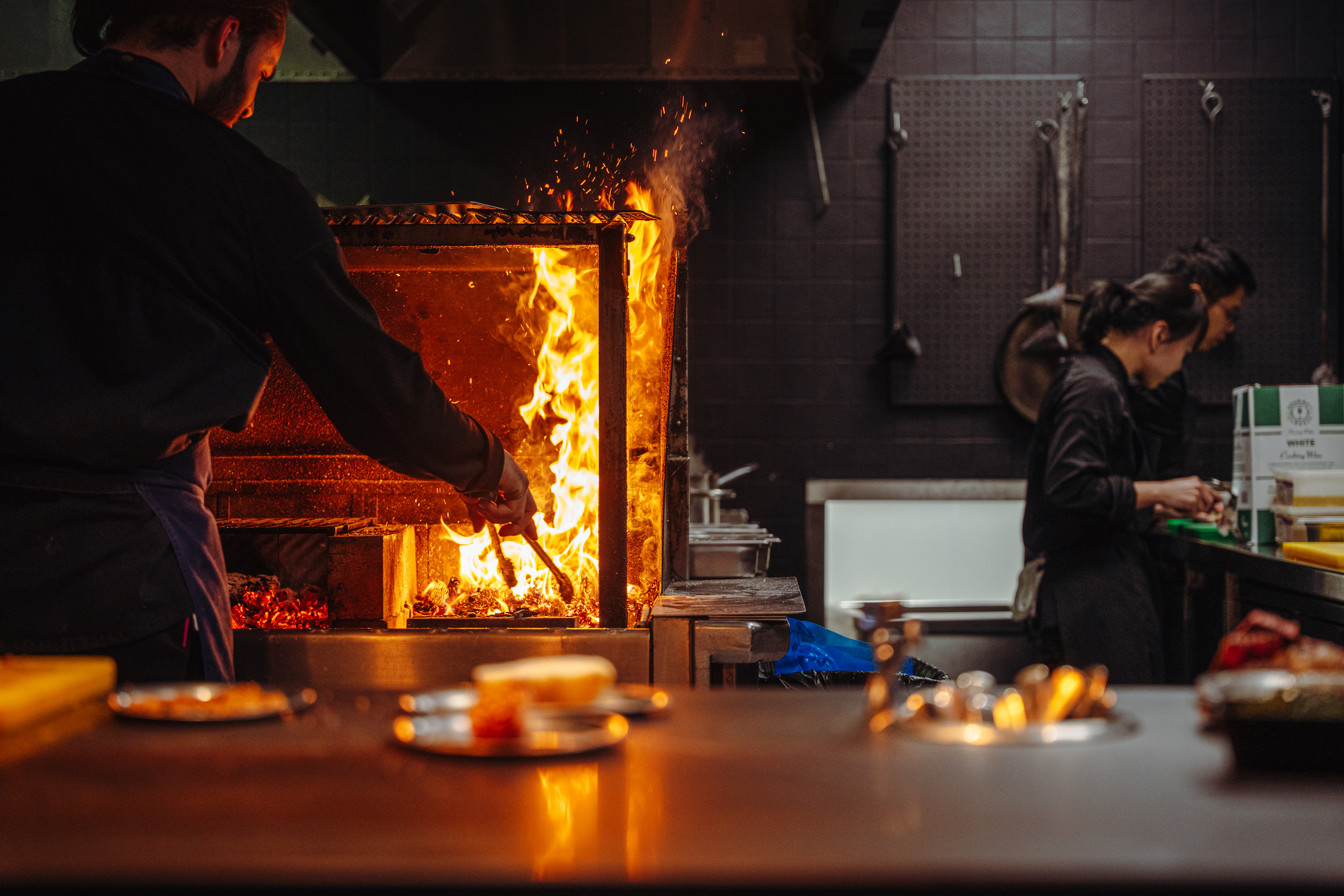 Ekstedt at the Yard restaurant, open-fire cooking.