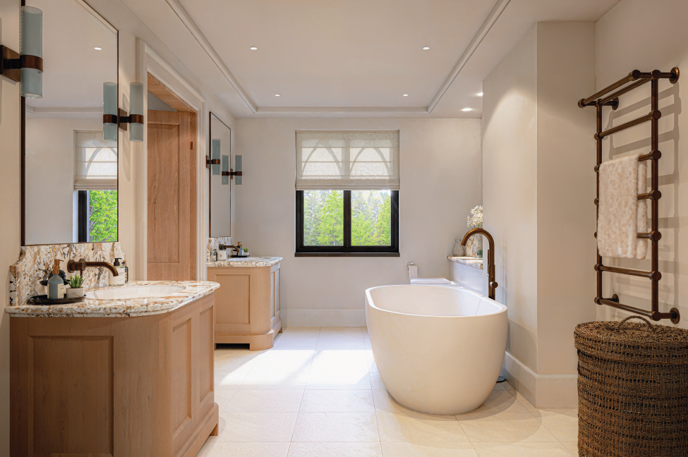 Bathrooms at new-build heritage mansions.