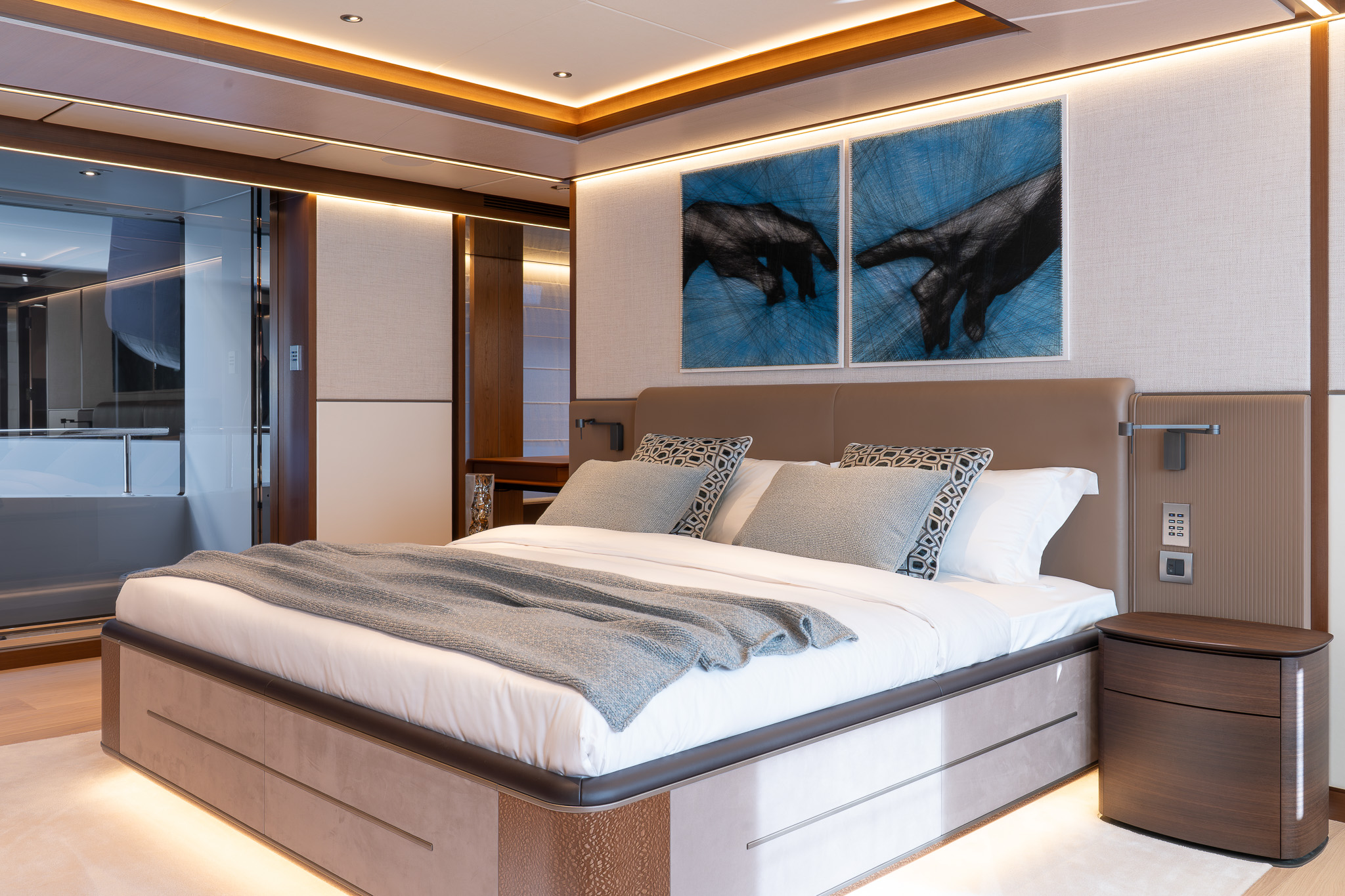 The master bedroom on board Heesen Agnetha.
