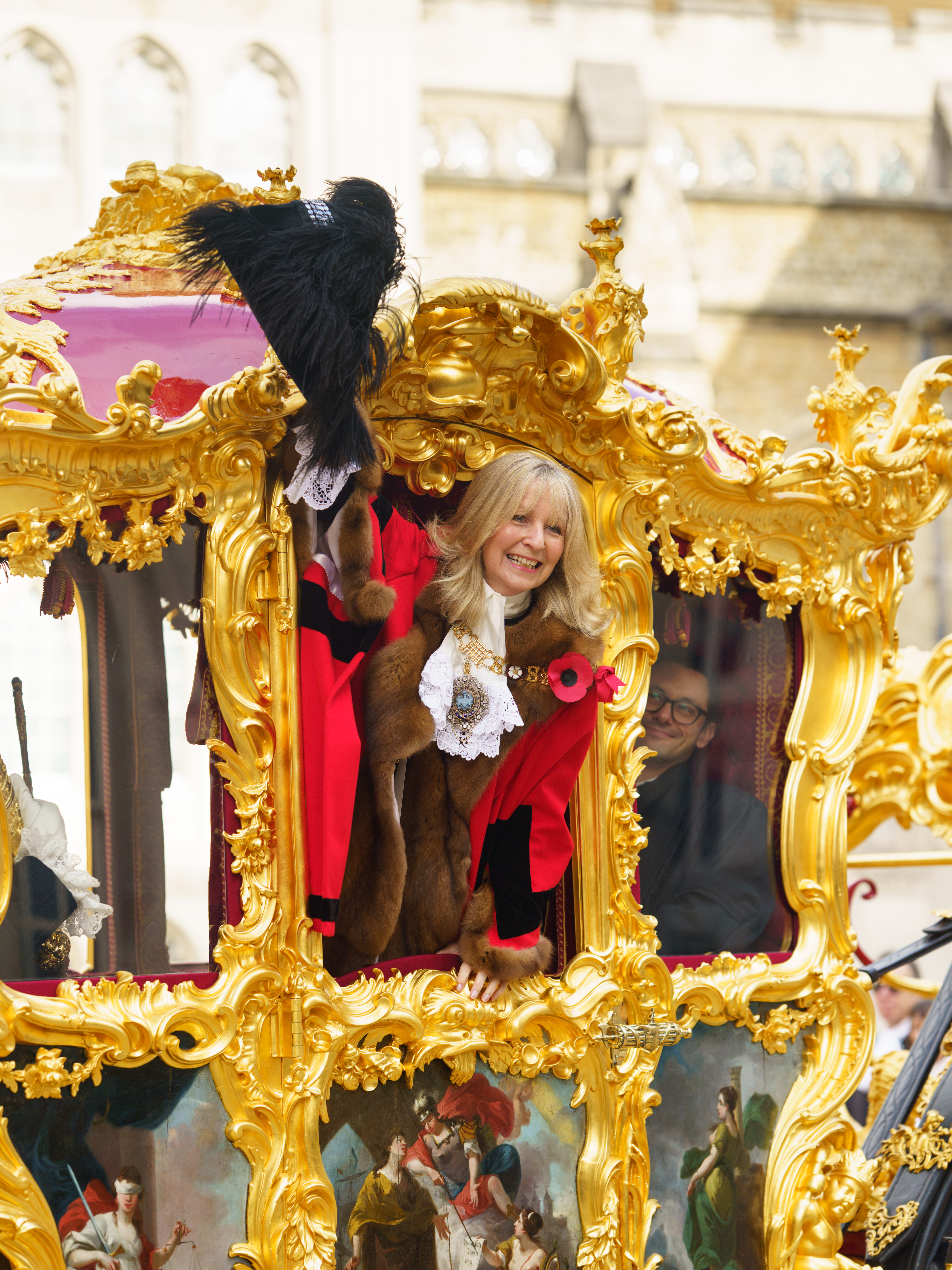 Lady Mayor Sue Langley in her carriage at the Lady Mayor's Show