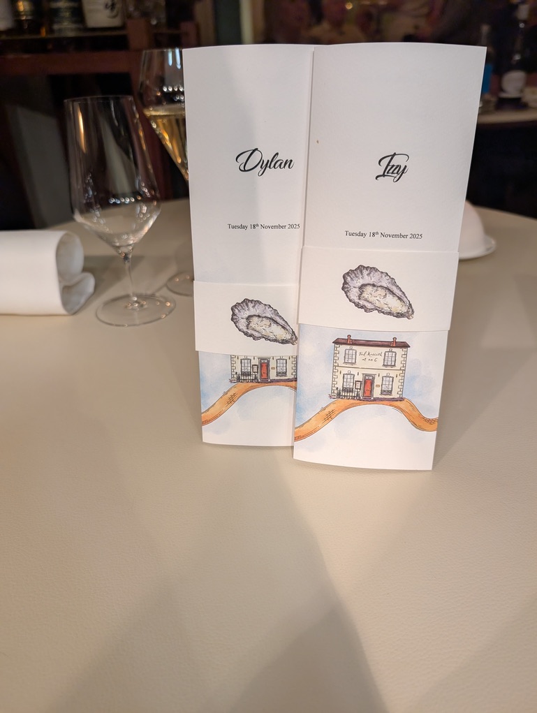 Menus, Padtsow Townhouse. 