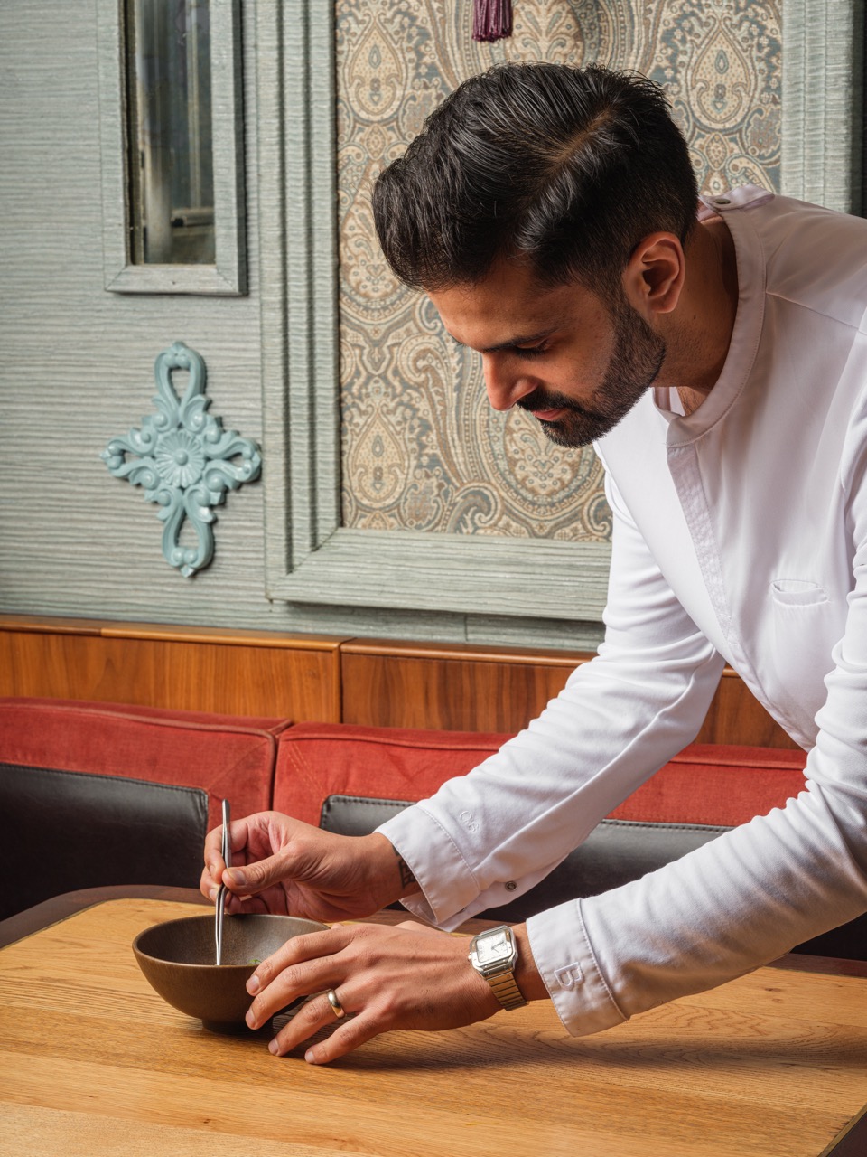 Chet Sharma plating up at Bibi. 