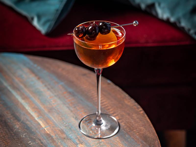 Perfect Three Cherries cocktail at Eve's Bar Covent Garden