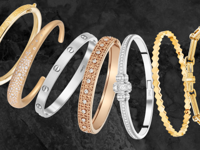 Bracelet Stacks - a collection of gold and silver bracelets stacked together