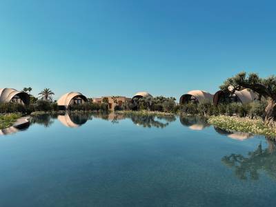 Glamping at Domes Resort Athens with outdoor pool