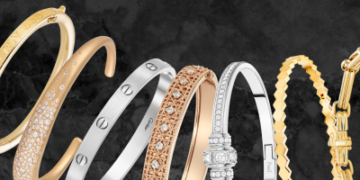 Bracelet Stacks - a collection of gold and silver bracelets stacked together