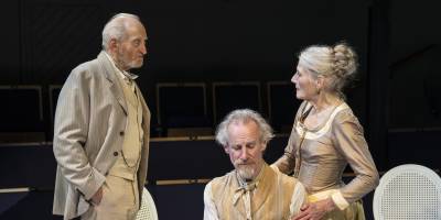 Charles Dance, Nicholas Farrell and Geraldine James in Creditors at the Orange Tree Theatre.
